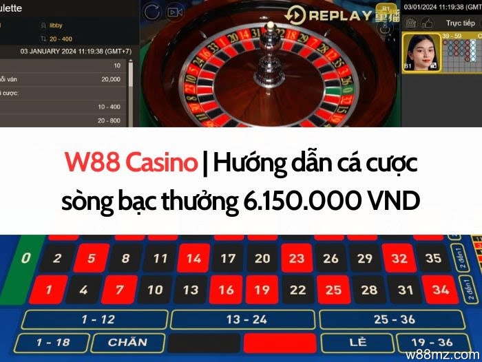 W88 Casino | Hướng dẫn cá cược sòng bạc thưởng 6.150.000 VND
